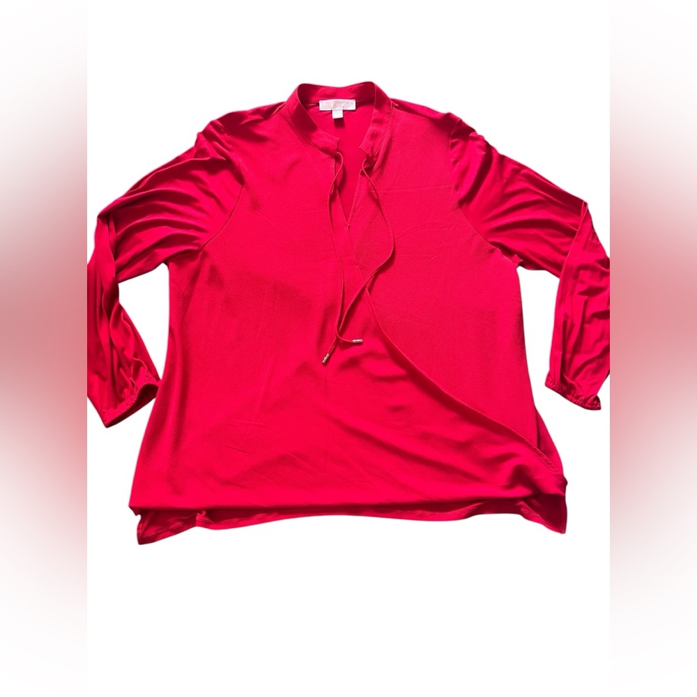 MICHAEL Michael Kors Vibrant Red Long Sleeve Blouse Women 2X EUC